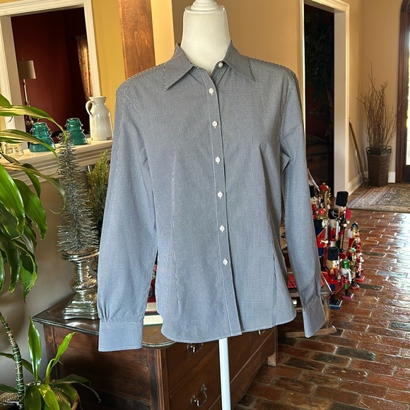 Brooks Brothers Black/white gingham fitted button up shirt sz12 - Picture 2 of 11
